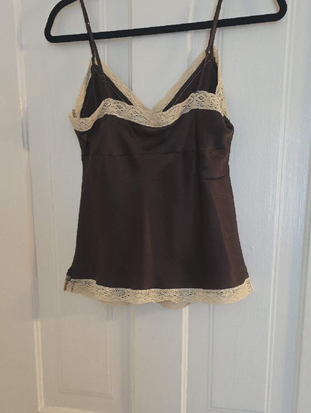 Women's Chocolate Silk Lace-Trim Camisole - Picture 3 of 3